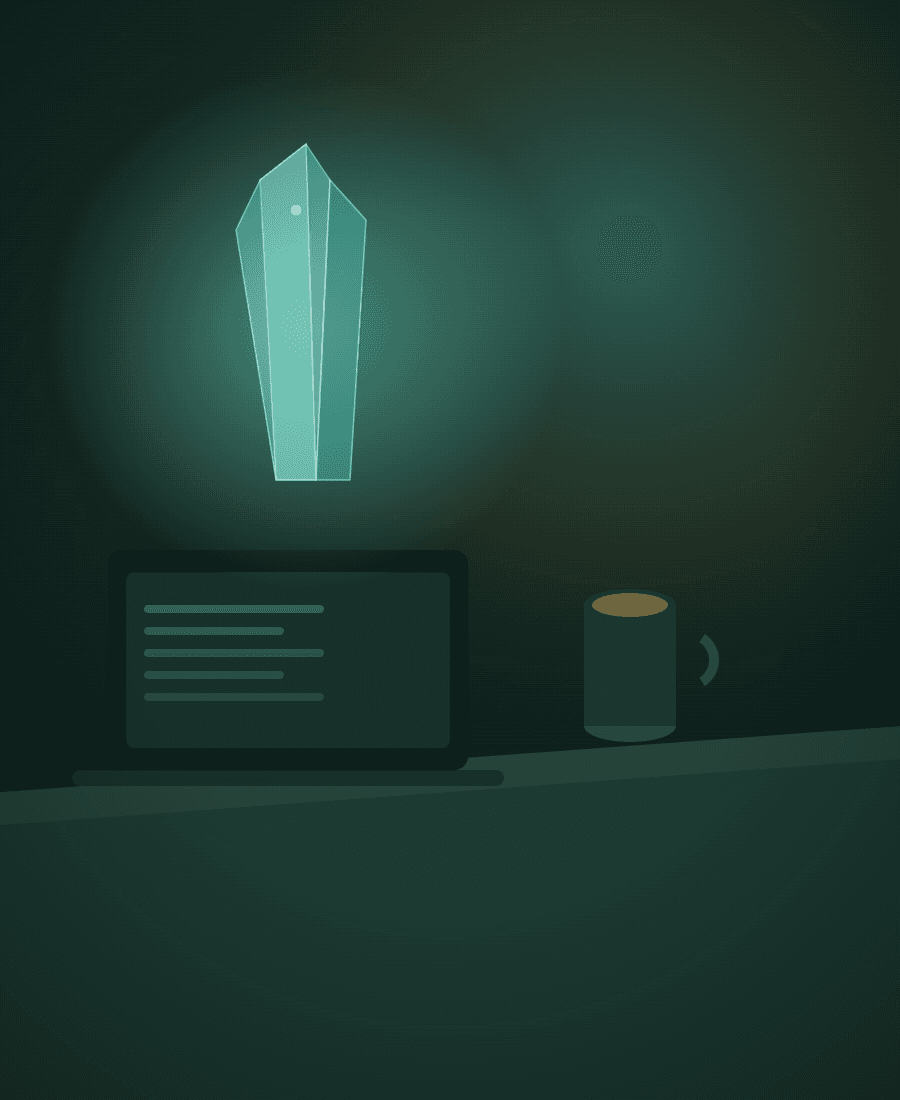 A crystal on a quiet desk
